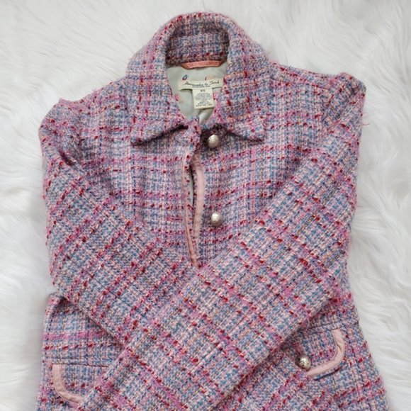 Rare Wool Multicolor Pink, Purple Blue Tweed Blazer Jacket Sz S - Picture 6 of 13